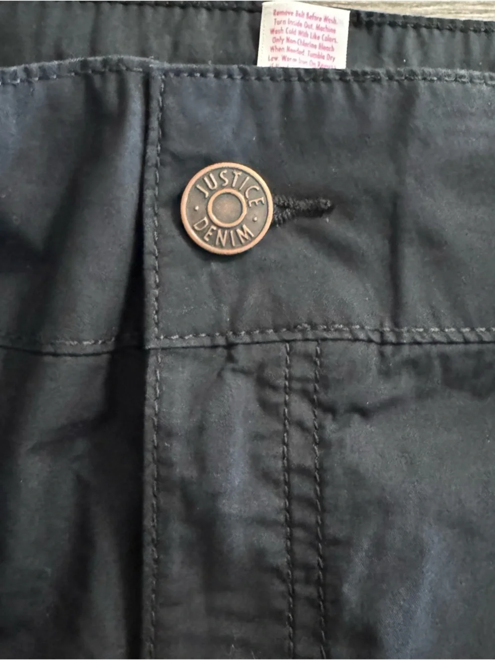Justice Denim Girls Cargo Skirt With Belt Black Built In Shorts Size 18